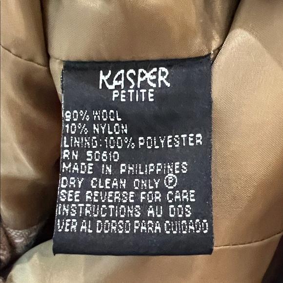 Kasper Women's 10P Fully Lined Wool Brown Checkered Blazer NWOT - Picture 3 of 7
